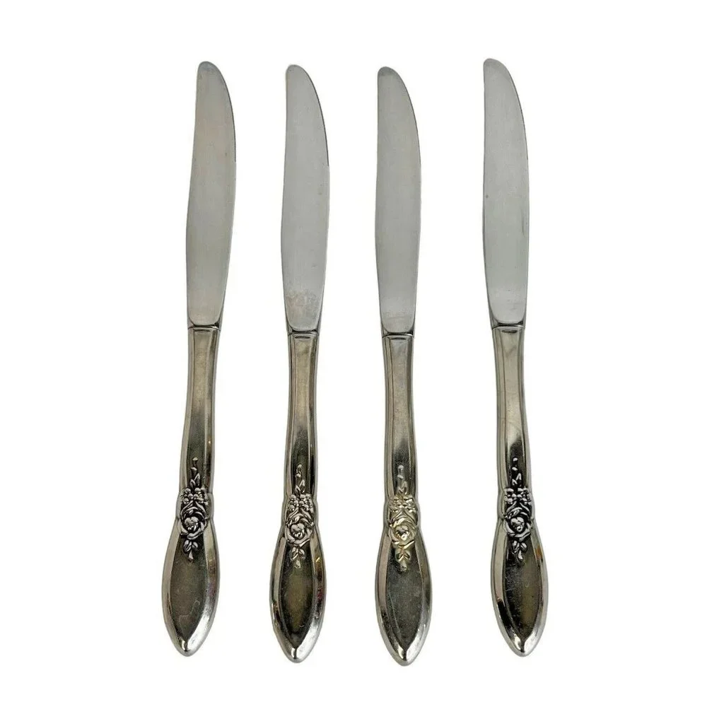 4 Oneida Community‎ SPRING ROSE Stainless Knives 9 Inch Betty Crocker Knife VTG